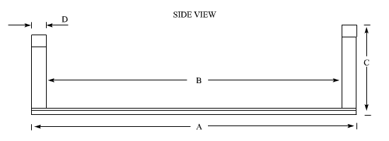 Dimensions for service body ladder racks - Utility  Rig - side view